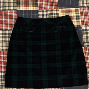 Talbots Black and Green Plaid Skirt